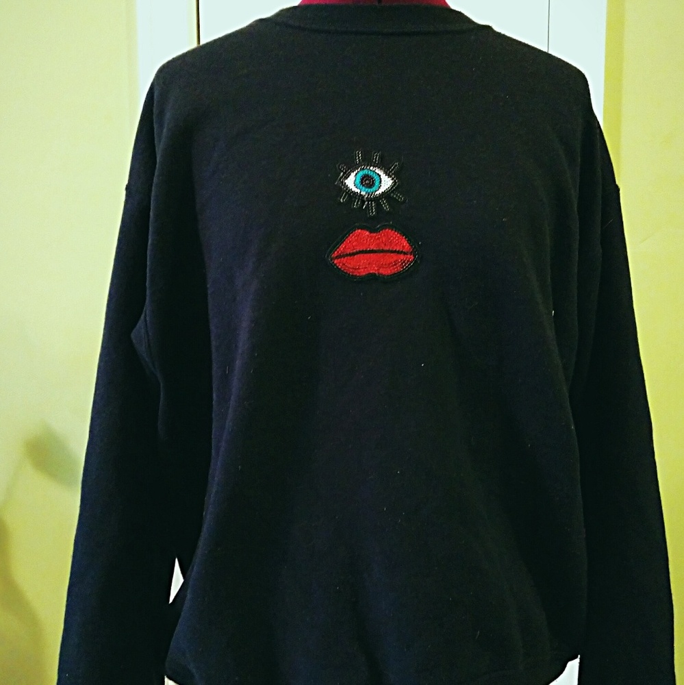 Hand patched sequin Cyclops crew neck